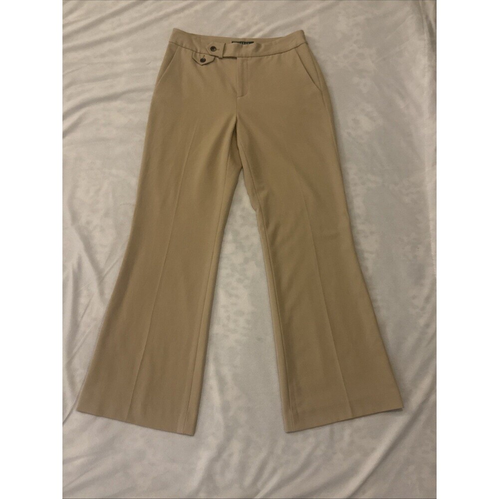 Lauren Ralph Lauren Kirahn Trousers Beige Asymmetric Waist Pants Size 2P NWOT